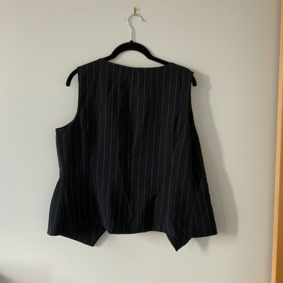 Vintage Cleo Petites Pinstriped Lined Dress Vest (Size 12) - Picture 7 of 7